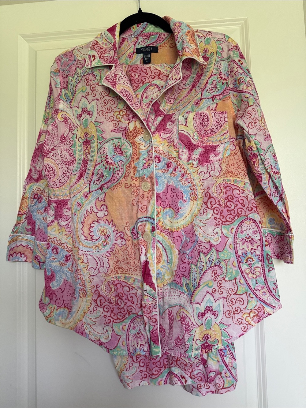 Chaps Multicolor Paisley Button-Down PJs — Pink & Pastel Mix